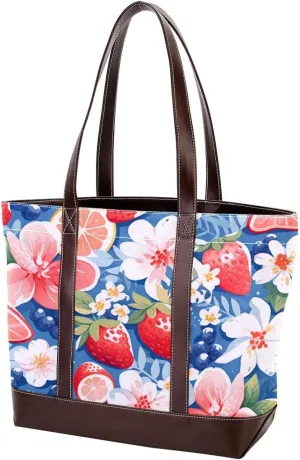 Fruit Party-1015 Tote Bags Durable Leather Canvas Purses and Handbags for Women Top Handle Shoulder Satchel Hobo Bags