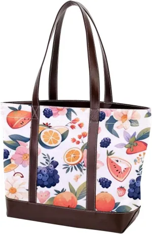 Fruit Party-979 Tote Bags Durable Leather Canvas Purses and Handbags for Women Top Handle Shoulder Satchel Hobo Bags