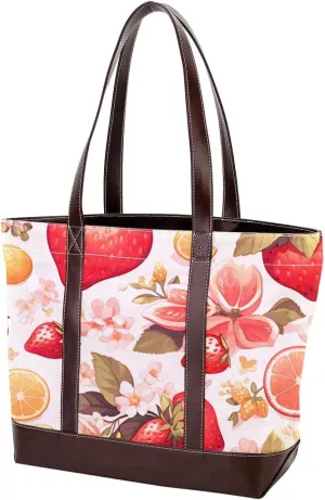 Fruit Party-982 Tote Bags Durable Leather Canvas Purses and Handbags for Women Top Handle Shoulder Satchel Hobo Bags