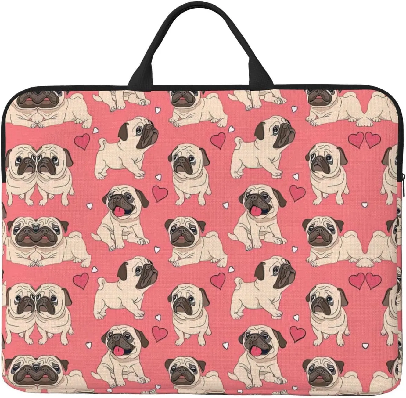 Funny Cartoon Pug Puppy Dog 14in Laptop Case Sleeve Bag  Versatile Shoulder Messenger Briefcase, Designed for Business Travel