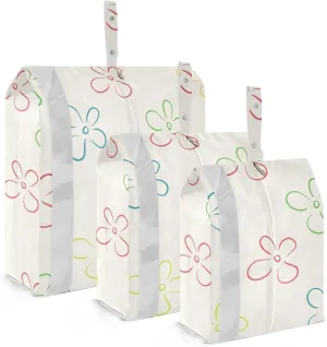 Garment Bag Closet Storage, Luggage Space Saver, Floral Boho, Waterproof, 3 Set Travel Packing Cubes For Suitcases, Luggages Management Personnel