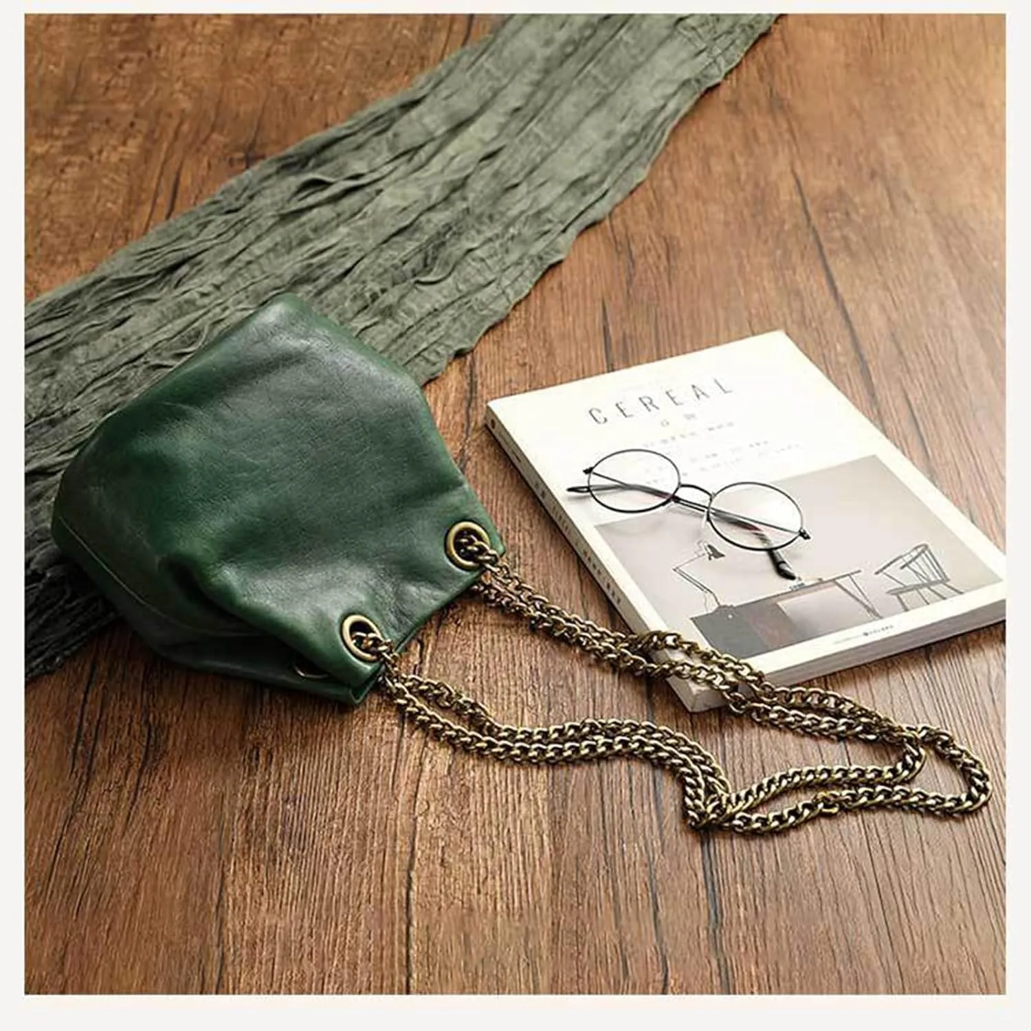 Genuine Leather chain design bucket bag for women,large-capacity shoulder bag,Fashionable and Versatile crossbody bag.hobo