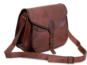 Genuine Leather Crossbody Bag for Women Satchel Bag Vintage Purses Shoulder Bag Ladies Travel Shoppping Boho Bag Brown Womens Saddle Sling Bag