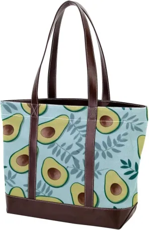 Green avocado-766 Tote Bags Durable Leather Canvas Purses and Handbags for Women Top Handle Shoulder Satchel Hobo Bags