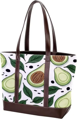 Green avocado-769 Tote Bags Durable Leather Canvas Purses and Handbags for Women Top Handle Shoulder Satchel Hobo Bags