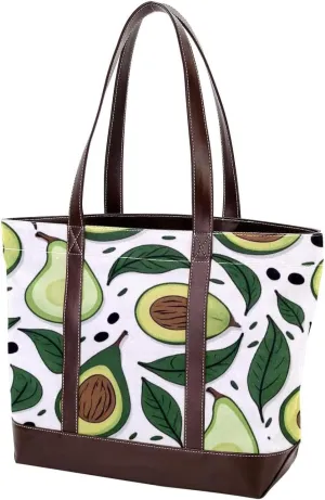 Green avocado-772 Tote Bags Durable Leather Canvas Purses and Handbags for Women Top Handle Shoulder Satchel Hobo Bags