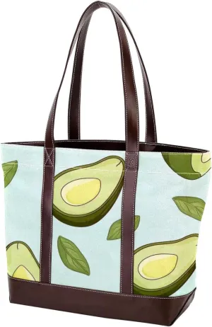 Green avocado-775 Tote Bags Durable Leather Canvas Purses and Handbags for Women Top Handle Shoulder Satchel Hobo Bags