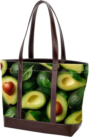Green avocado-778 Tote Bags Durable Leather Canvas Purses and Handbags for Women Top Handle Shoulder Satchel Hobo Bags