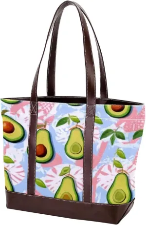 Green avocado-787 Tote Bags Durable Leather Canvas Purses and Handbags for Women Top Handle Shoulder Satchel Hobo Bags