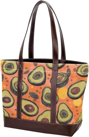 Green avocado-802 Tote Bags Durable Leather Canvas Purses and Handbags for Women Top Handle Shoulder Satchel Hobo Bags