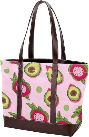 Green avocado-808 Tote Bags Durable Leather Canvas Purses and Handbags for Women Top Handle Shoulder Satchel Hobo Bags