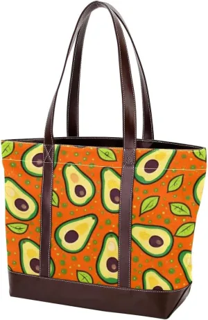 Green avocado-811 Tote Bags Durable Leather Canvas Purses and Handbags for Women Top Handle Shoulder Satchel Hobo Bags