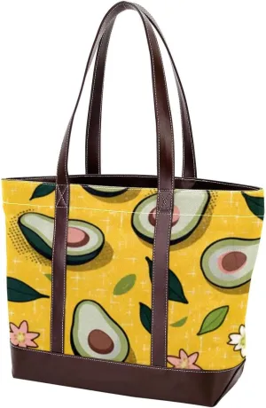 Green avocado-823 Tote Bags Durable Leather Canvas Purses and Handbags for Women Top Handle Shoulder Satchel Hobo Bags