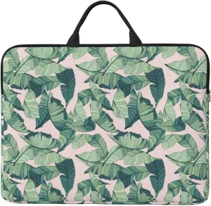 green palm tree leaves pink 14in Laptop Case Sleeve Bag  Versatile Shoulder Messenger Briefcase, Designed for Business Travel