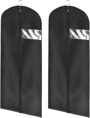 Habrur Clothes Cover 2pcs 55"" Garment Bags Travel Dress Bags For Hanging Clothes Gowns Jackets Shirts Suit Bags (Color : Black, Size : 60 * 140cm)