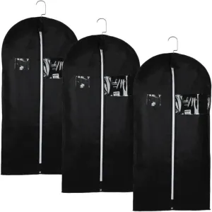 Habrur Clothes Cover 3 Pack Garment Bags Travel Suit Bags Clear Window Garment Bag for Closet Wardrobe Suit Bags (Color : Black, Size : 60 * 120cm)