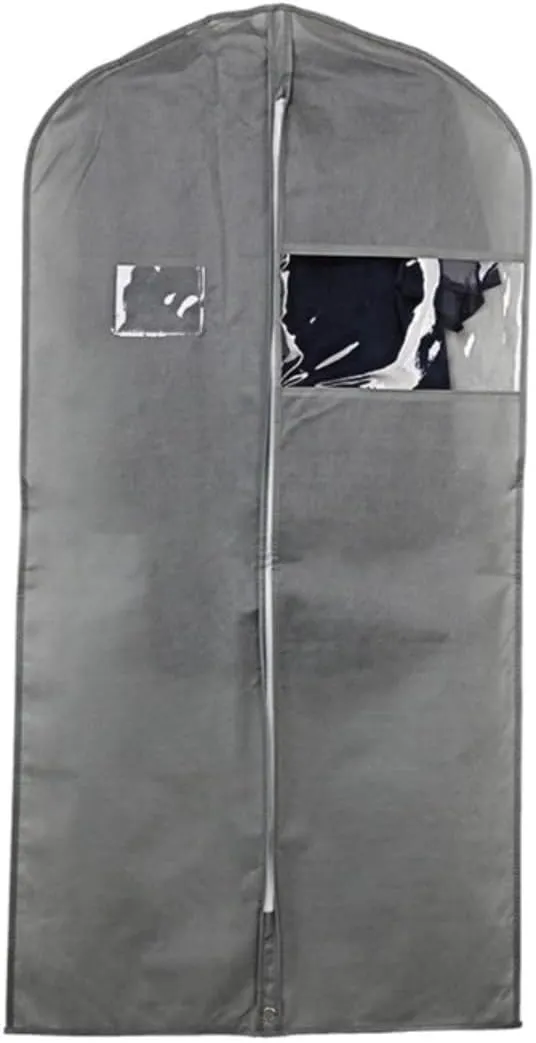 Habrur Clothes Cover 3 Pack Garment Bags Travel Suit Bags Clear Window Garment Bag For Closet Wardrobe Suit Bags (Color : Grey, Size : 60 * 120cm)