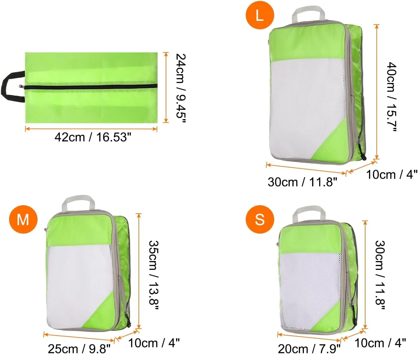 HARFINGTON 4pcs Compression Packing Cube for Suitcases Lightweight Luggage Organizers Bag Travel Essentials Compression Bags for Carry on Suitcases, Green