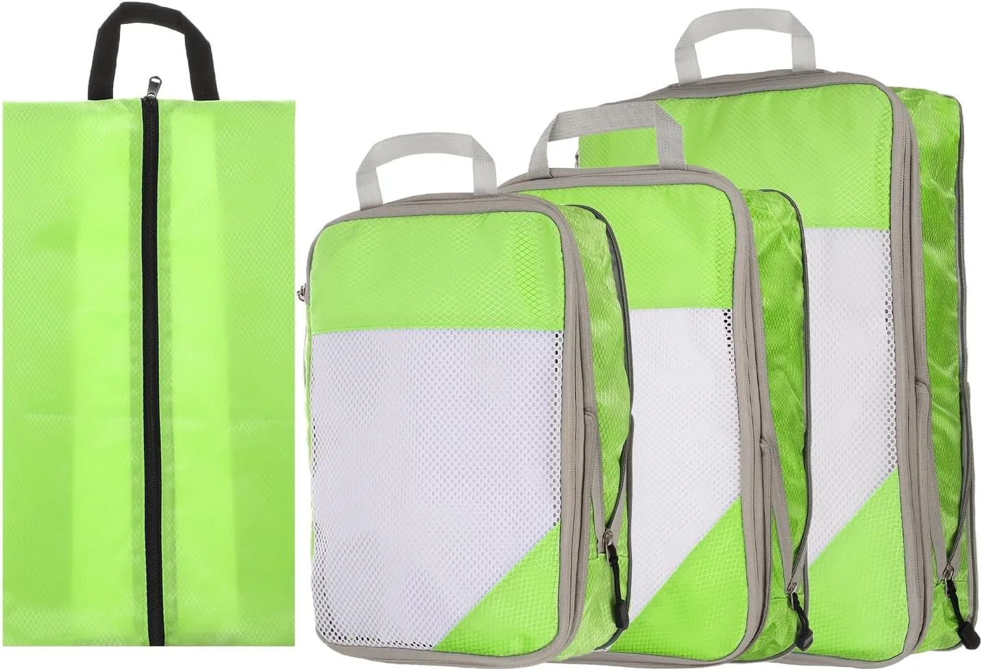 HARFINGTON 4pcs Compression Packing Cube for Suitcases Lightweight Luggage Organizers Bag Travel Essentials Compression Bags for Carry on Suitcases, Green