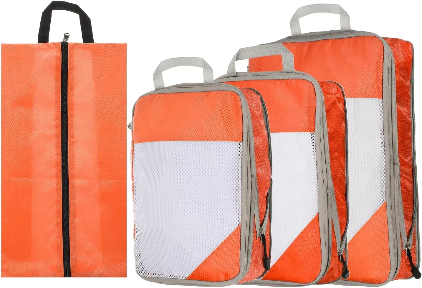 HARFINGTON 4pcs Compression Packing Cube for Suitcases Lightweight Luggage Organizers Bag Travel Essentials Compression Bags for Carry on Suitcases, Orange