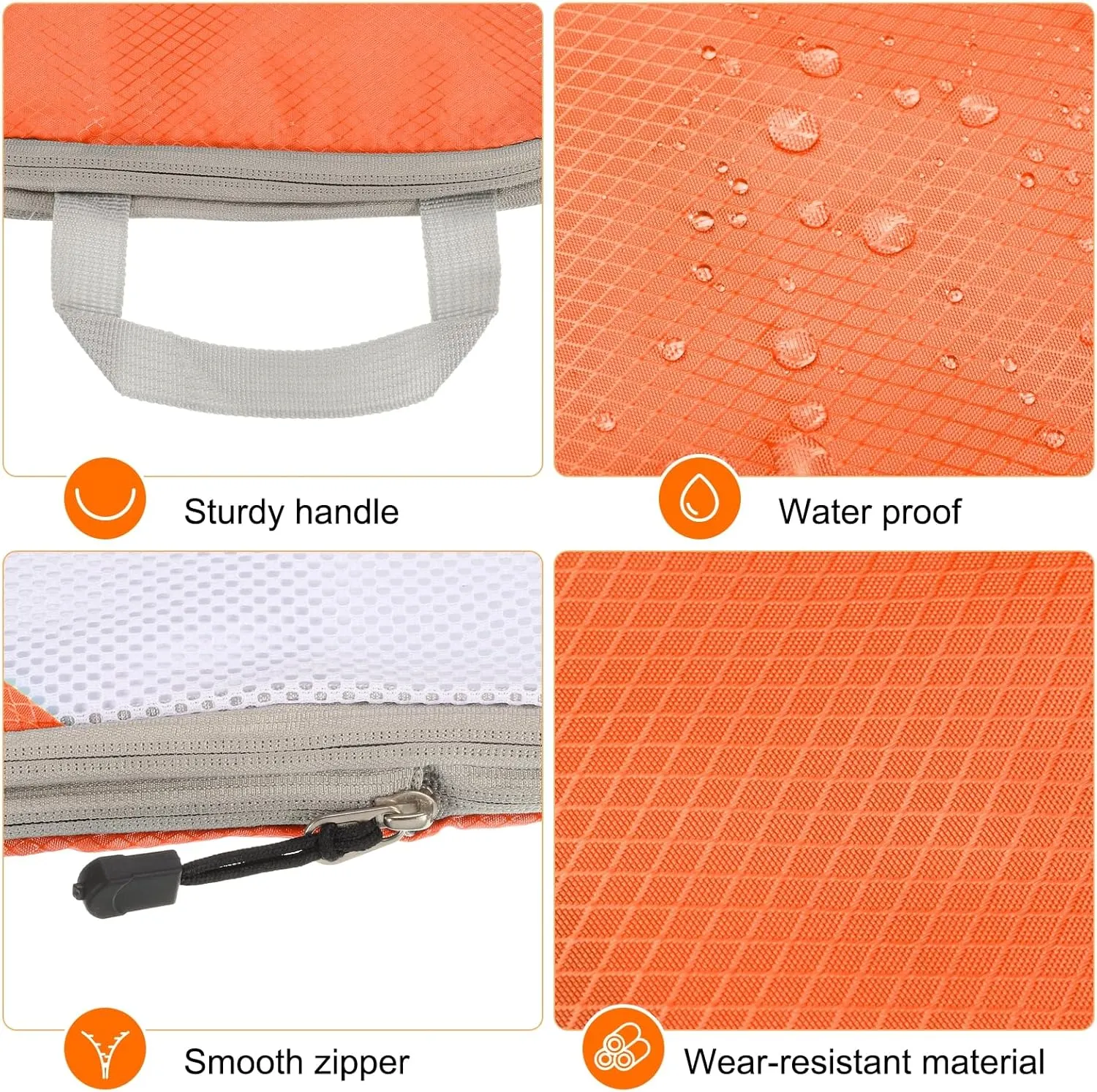 HARFINGTON 4pcs Compression Packing Cube for Suitcases Lightweight Luggage Organizers Bag Travel Essentials Compression Bags for Carry on Suitcases, Orange