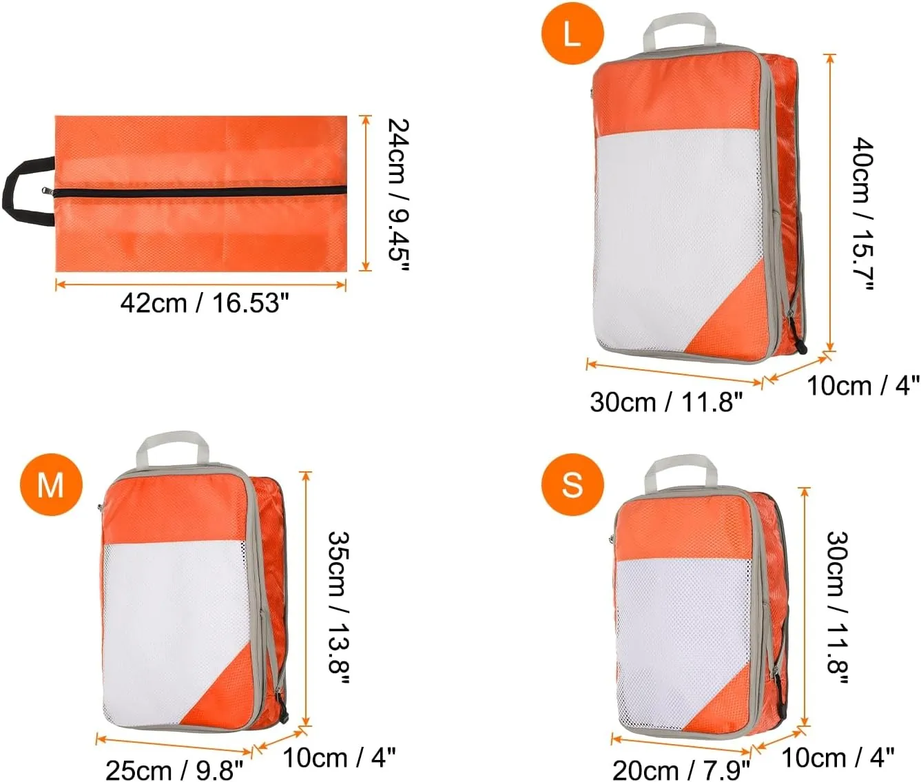 HARFINGTON 4pcs Compression Packing Cube for Suitcases Lightweight Luggage Organizers Bag Travel Essentials Compression Bags for Carry on Suitcases, Orange