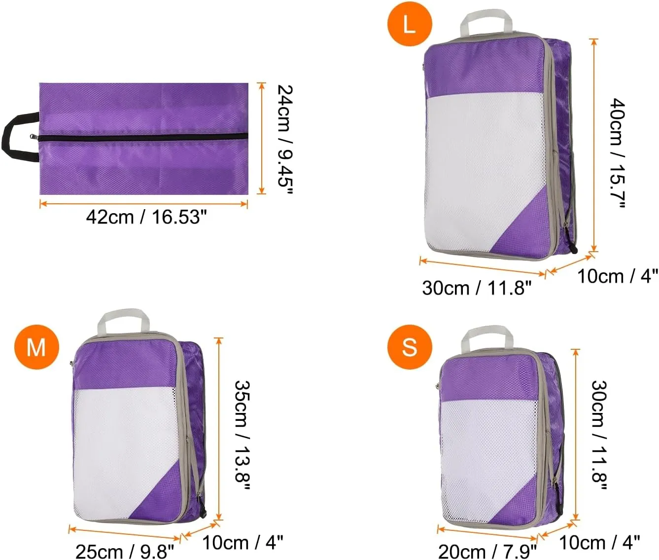 HARFINGTON 4pcs Compression Packing Cube for Suitcases Lightweight Luggage Organizers Bag Travel Essentials Compression Bags for Carry on Suitcases, Purple