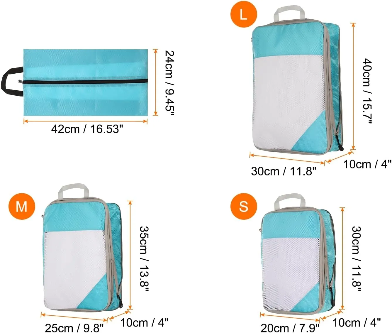 HARFINGTON 4pcs Compression Packing Cube for Suitcases Lightweight Luggage Organizers Bag Travel Essentials Compression Bags for Carry on Suitcases, Sky Blue