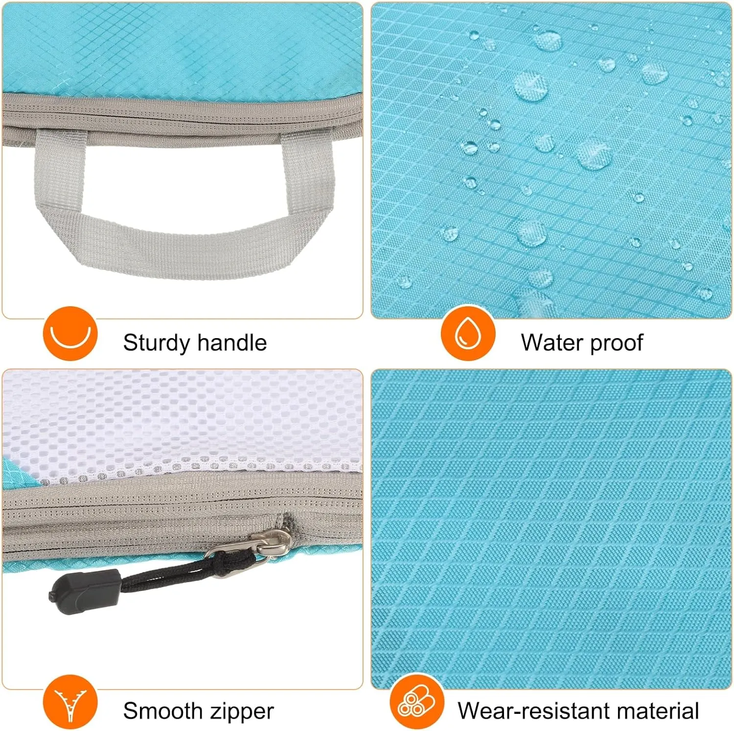 HARFINGTON 4pcs Compression Packing Cube for Suitcases Lightweight Luggage Organizers Bag Travel Essentials Compression Bags for Carry on Suitcases, Sky Blue