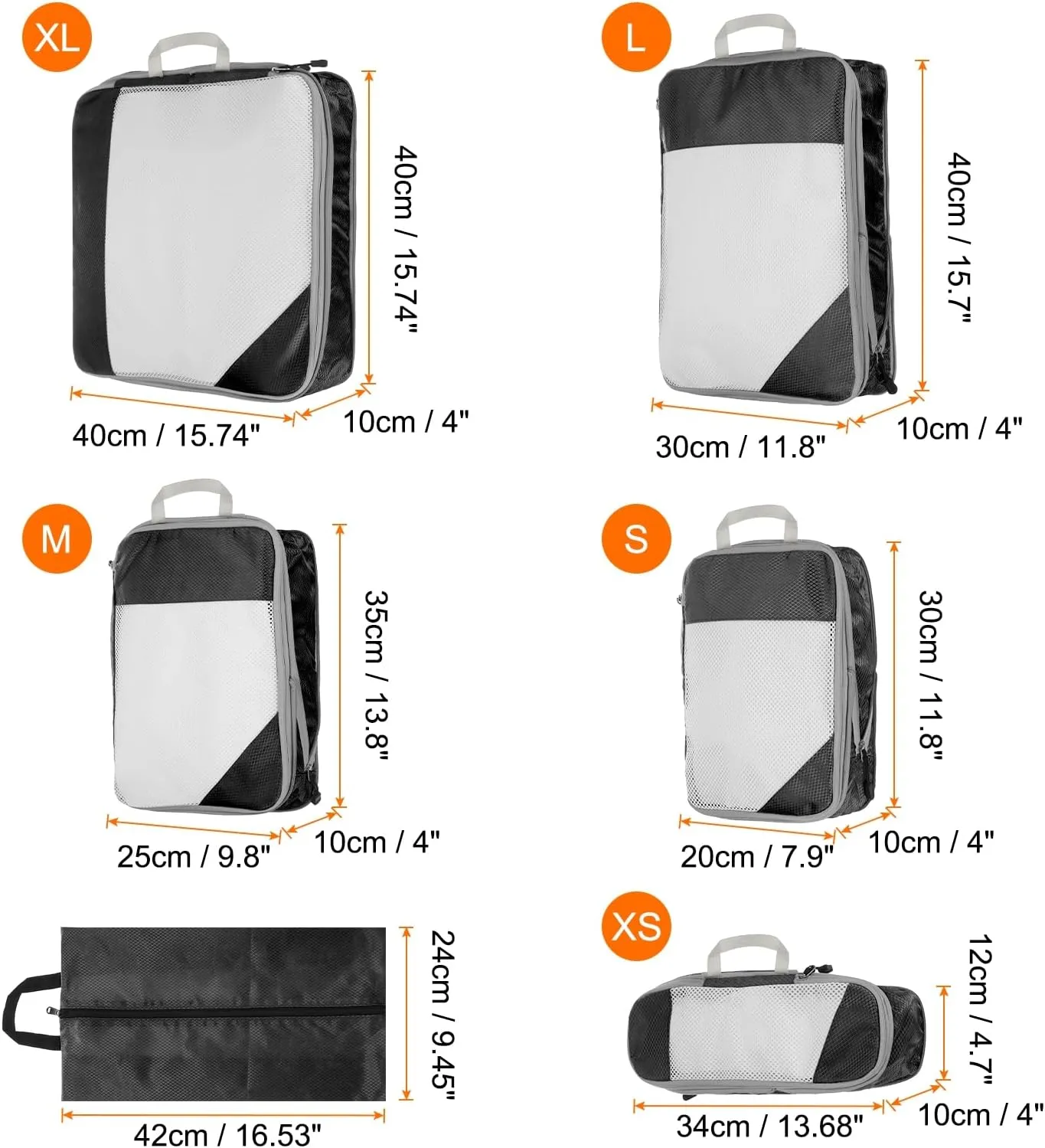HARFINGTON 6pcs Compression Packing Cube for Suitcases Lightweight Luggage Organizers Bag Travel Essentials Compression Bags for Carry on Suitcases, Black