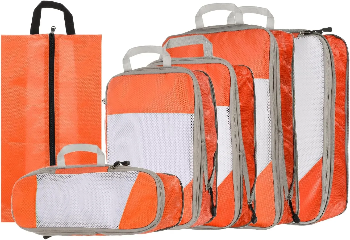 HARFINGTON 6pcs Compression Packing Cube for Suitcases Lightweight Luggage Organizers Bag Travel Essentials Compression Bags for Carry on Suitcases, Orange