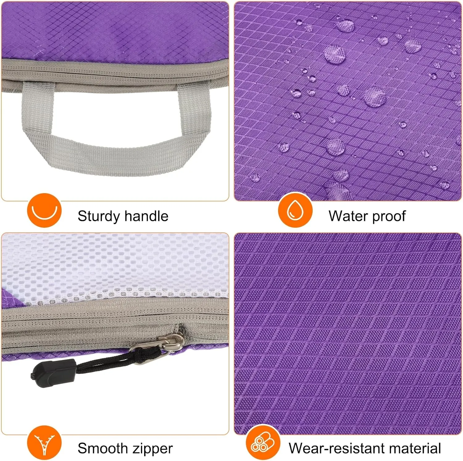 HARFINGTON 6pcs Compression Packing Cube for Suitcases Lightweight Luggage Organizers Bag Travel Essentials Compression Bags for Carry on Suitcases, Purple