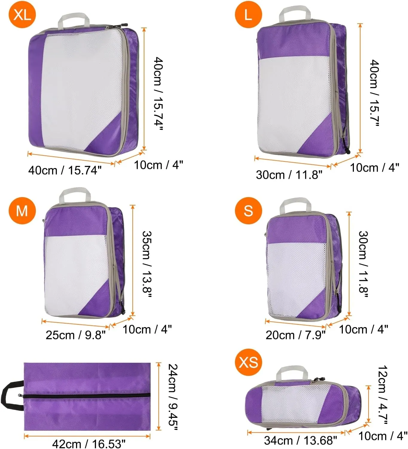 HARFINGTON 6pcs Compression Packing Cube for Suitcases Lightweight Luggage Organizers Bag Travel Essentials Compression Bags for Carry on Suitcases, Purple