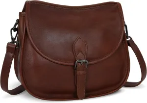 HESHE Leather Crossbody Purses for Women Vintage Satchel Handbags Ladies Shoulder Purse Casual Everyday Bags for Women