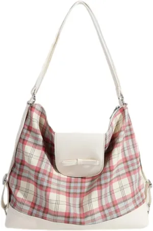 Hobo Bags for Women Plaid Purse Versatile Shoulder Bag Purses for Women Trendy Aesthetic Tote Bag Backpack Underarm Bag