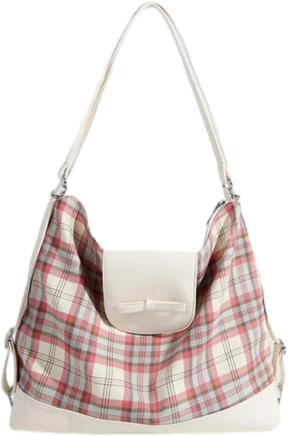 Hobo Bags for Women Plaid Purse Versatile Shoulder Bag Purses for Women Trendy Aesthetic Tote Bag Backpack Underarm Bag