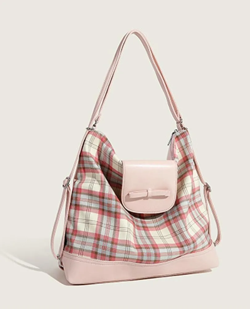 Hobo Bags for Women Plaid Purse Versatile Shoulder Bag Purses for Women Trendy Aesthetic Tote Bag Backpack Underarm Bag