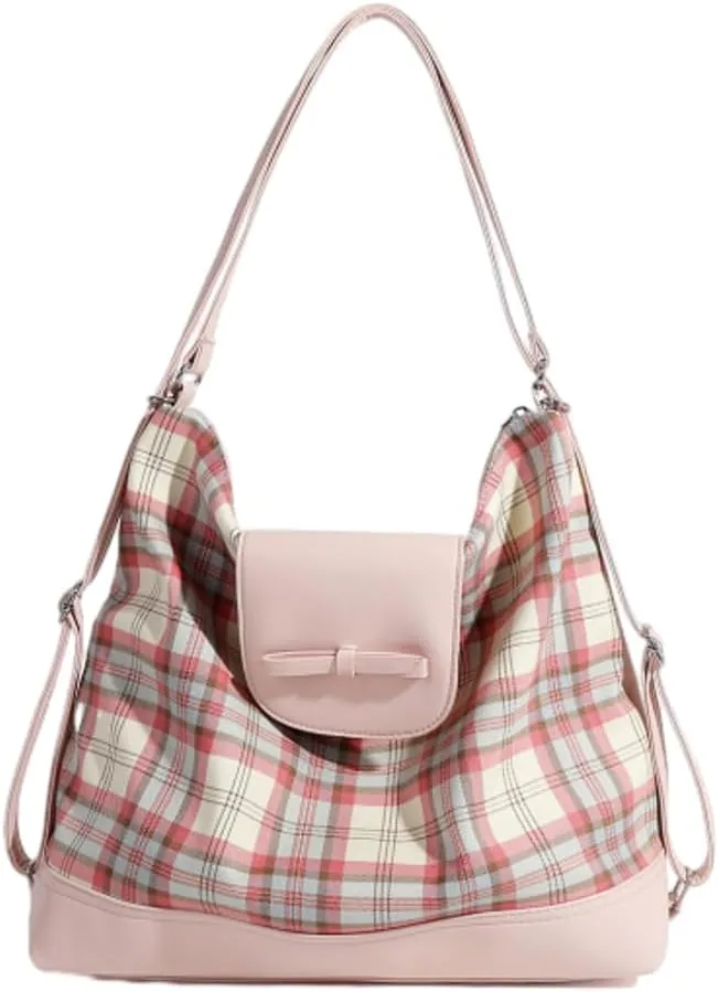 Hobo Bags for Women Plaid Purse Versatile Shoulder Bag Purses for Women Trendy Aesthetic Tote Bag Backpack Underarm Bag
