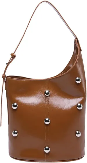 Hobo Bags for Women, Studded Purse, Trendy Y2k Purse, Bucket Bag Studded Handbag Leather Shoulder Bags