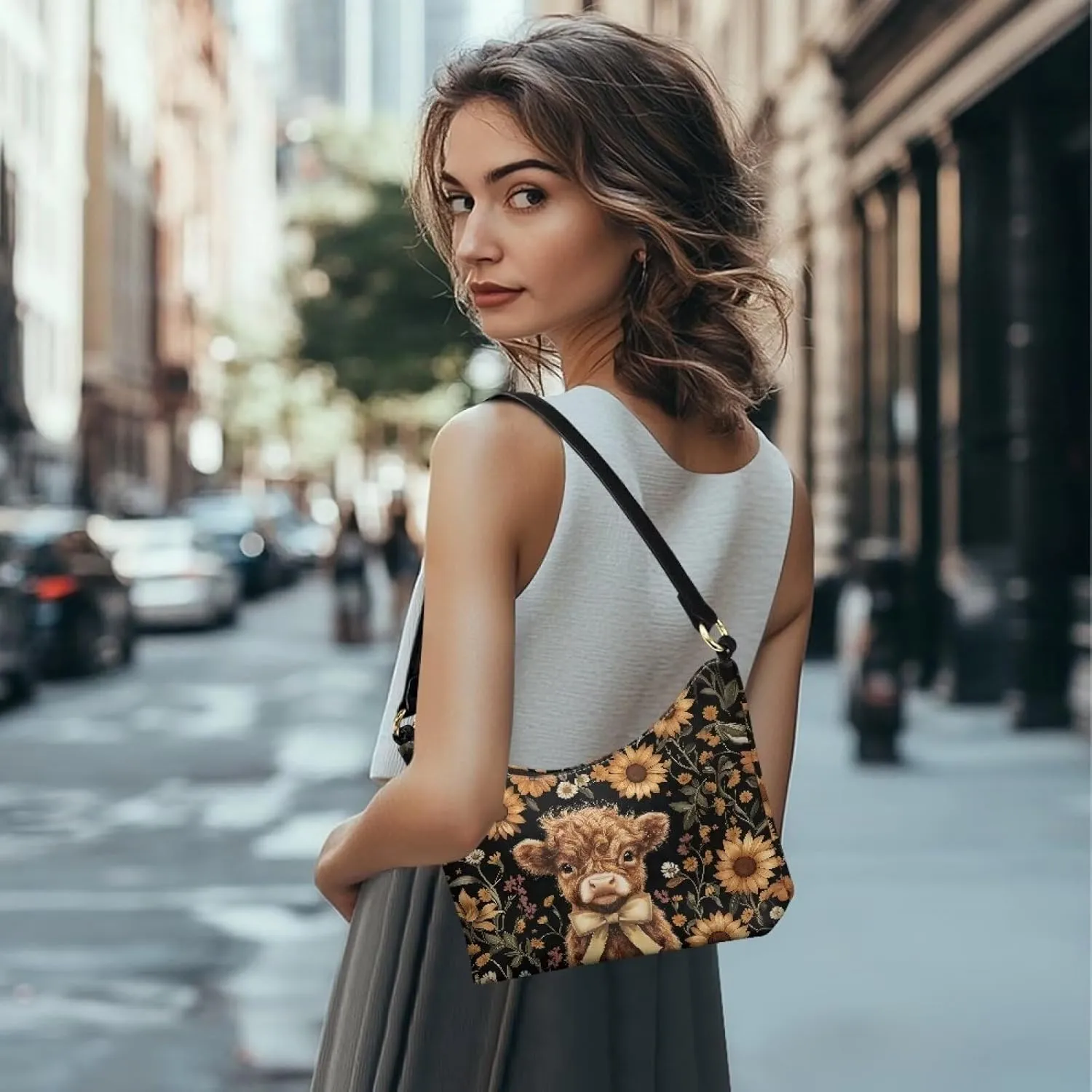 HUGS IDEA Crescent Shoulder Bags for Women Leather Hobo Handbag Under the Arm Purses