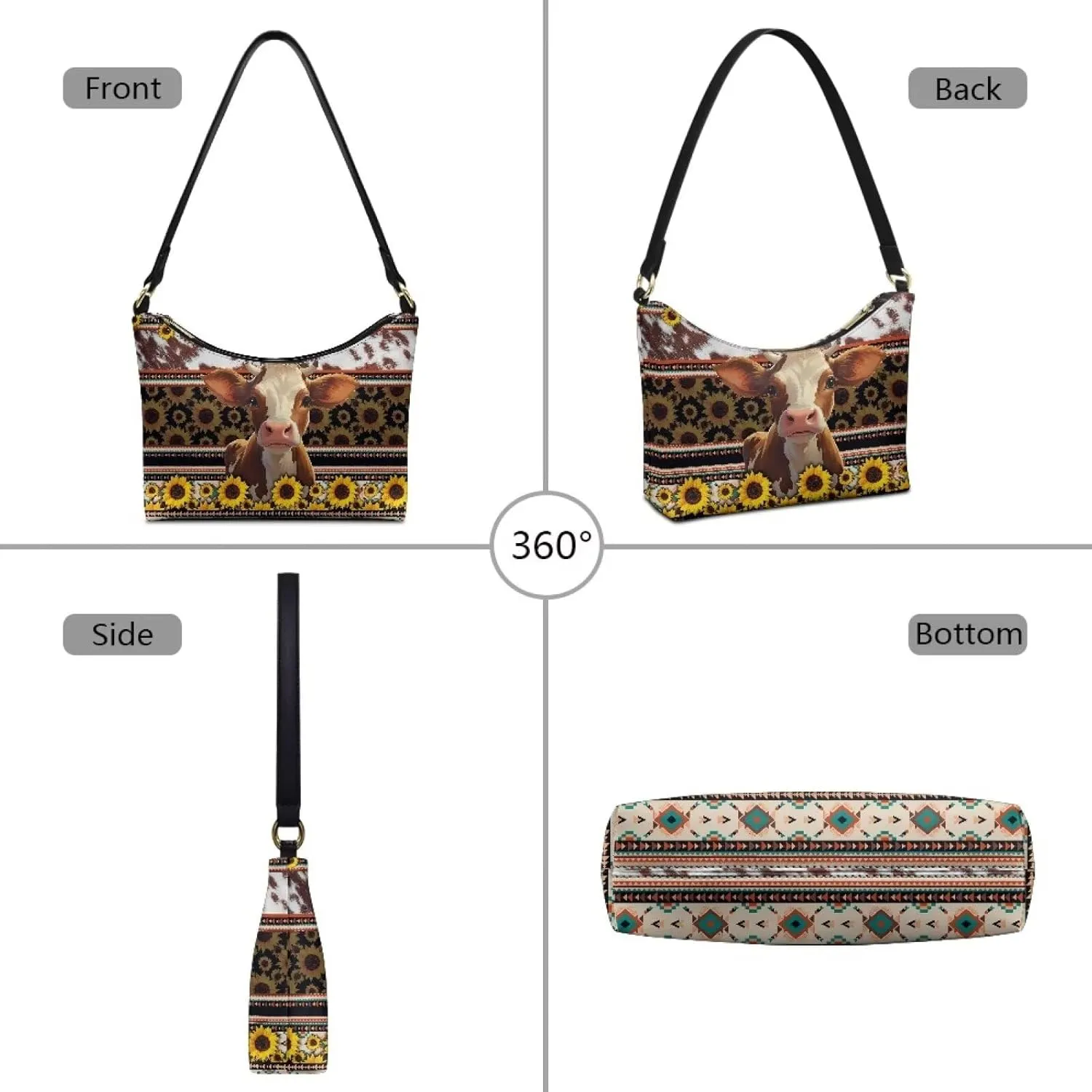 HUGS IDEA Crescent Shoulder Bags for Women Leather Hobo Handbag Under the Arm Purses