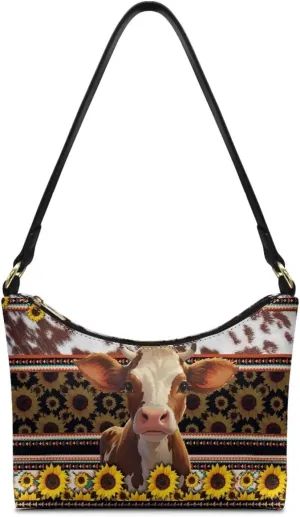 HUGS IDEA Crescent Shoulder Bags for Women Leather Hobo Handbag Under the Arm Purses