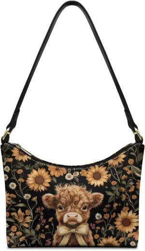 HUGS IDEA Crescent Shoulder Bags for Women Leather Hobo Handbag Under the Arm Purses