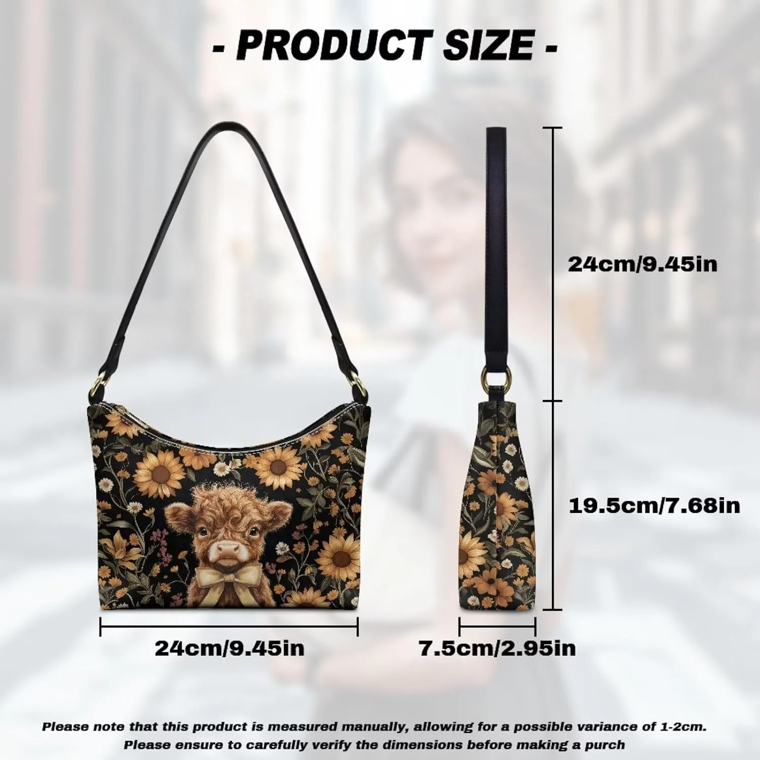 HUGS IDEA Crescent Shoulder Bags for Women Leather Hobo Handbag Under the Arm Purses