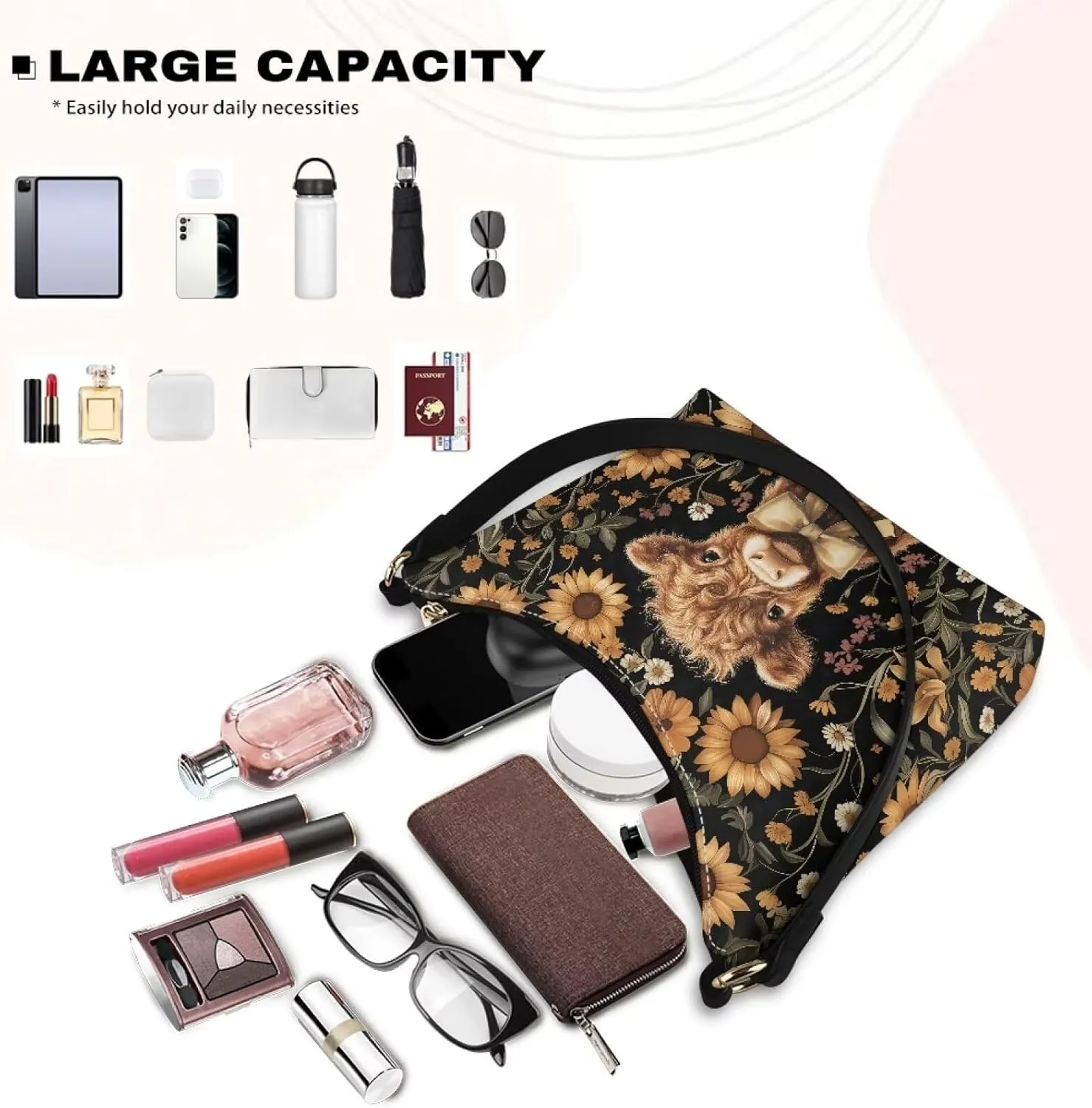 HUGS IDEA Crescent Shoulder Bags for Women Leather Hobo Handbag Under the Arm Purses