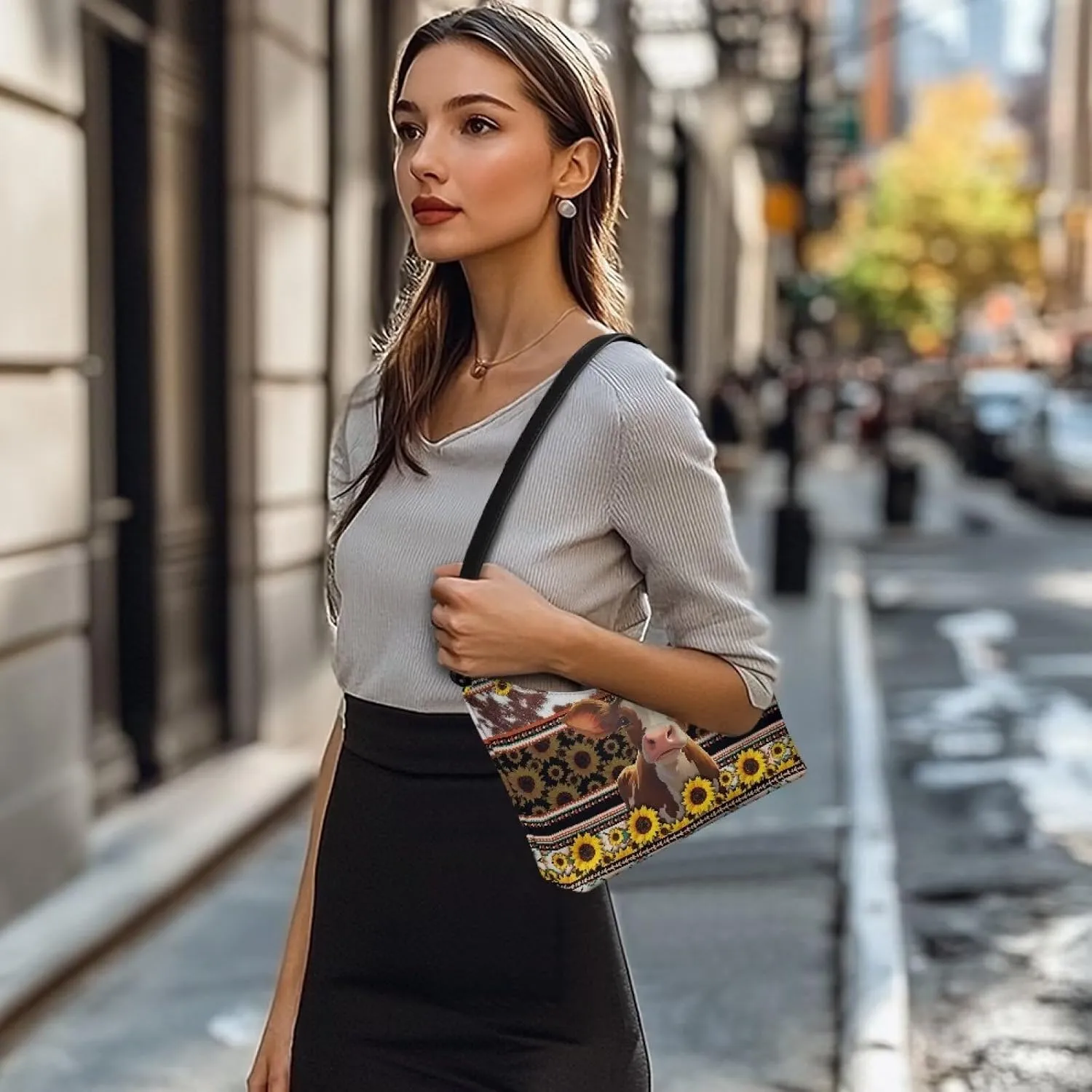 HUGS IDEA Crescent Shoulder Bags for Women Leather Hobo Handbag Under the Arm Purses