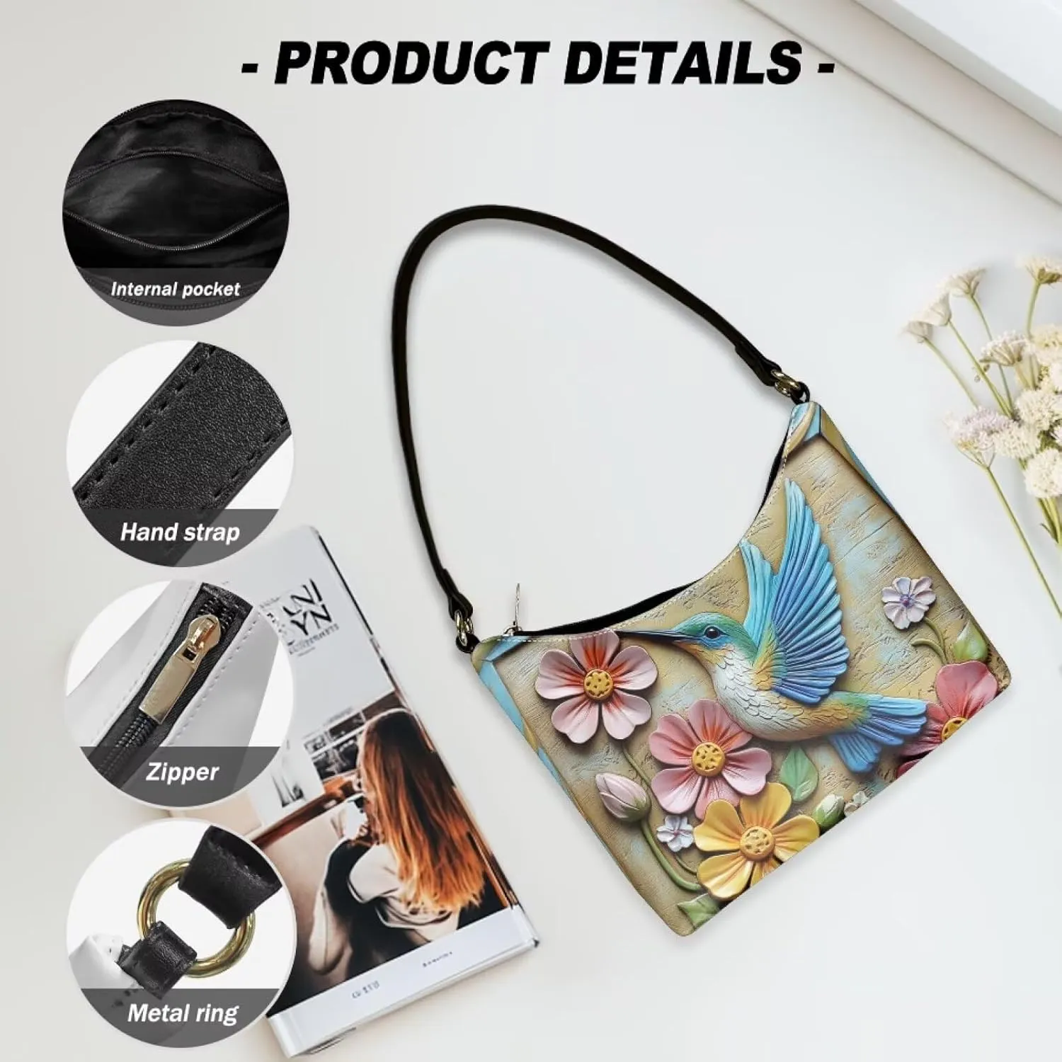HUGS IDEA Crescent Shoulder Bags for Women Small Purse and Handbag Retro Classic Clutch Hobo Bag