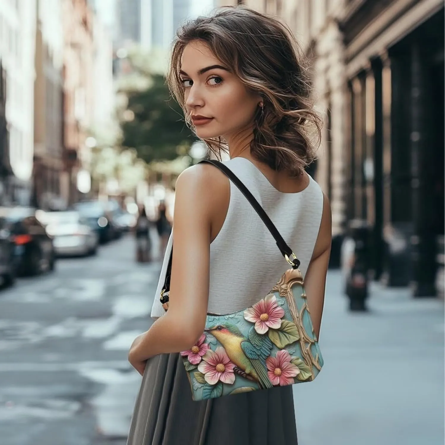 HUGS IDEA Crescent Shoulder Bags for Women Small Purse and Handbag Retro Classic Clutch Hobo Bag
