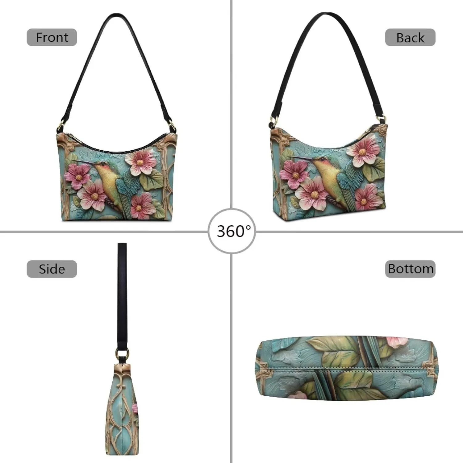 HUGS IDEA Crescent Shoulder Bags for Women Small Purse and Handbag Retro Classic Clutch Hobo Bag