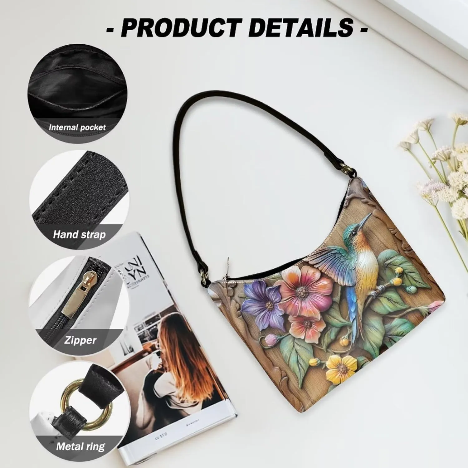 HUGS IDEA Crescent Shoulder Bags for Women Small Purse and Handbag Retro Classic Clutch Hobo Bag